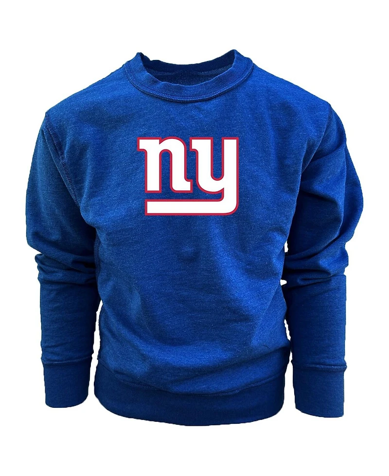 Wes Willy Big Boys and Girls Royal New York Giants Reversible Fleece Pullover Sweatshirt