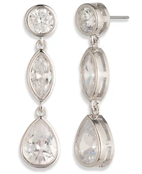 Givenchy Glass Stone Triple Drop Pierced Earrings