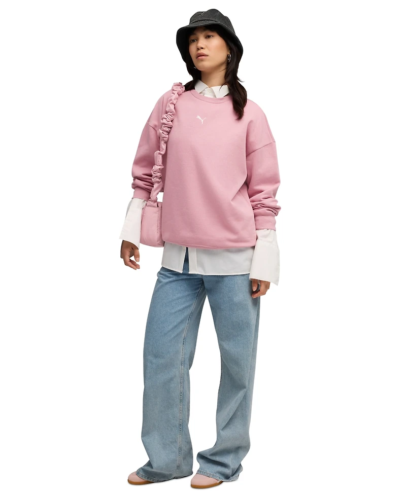 Puma Women's Essential Oversized Crew Fleece Sweatshirt