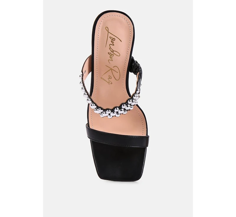 Womens Bandy Stieletto Heel Metal Stud Sandals
