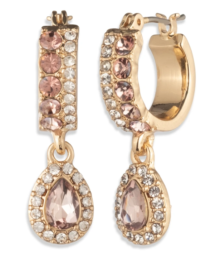 Givenchy Glass Stone Pierced Post Hoop Drop Earrings