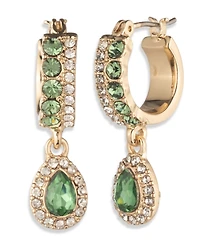 Givenchy Glass Stone Pierced Post Hoop Drop Earrings