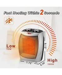 Cowsar Small Space Heater Electric Portable Heater Fan for Home and Office Ceramic Fan Heaters with Adjustable Thermostat, 750W/1500W
