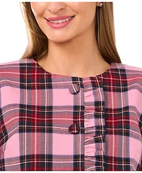 CeCe Women's Collarless Crew Neck Ruffle Detail Jacket