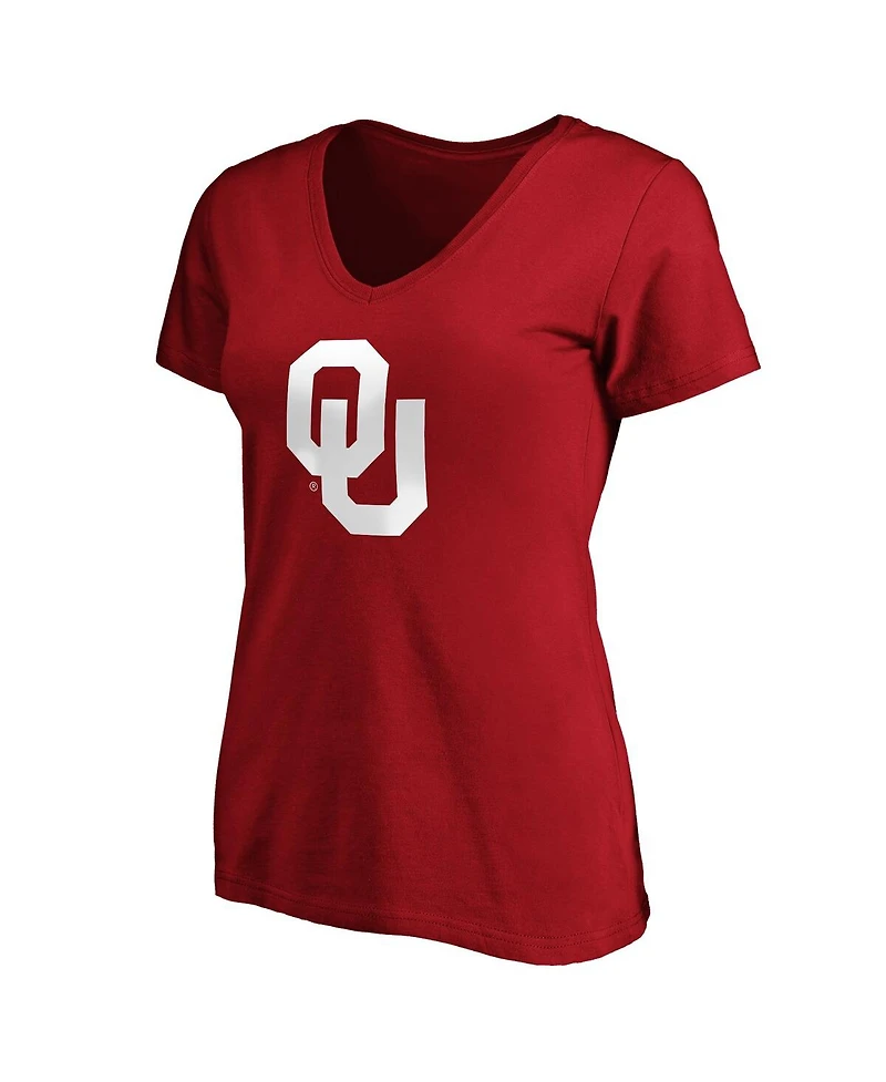 Fanatics Women's Crimson Oklahoma Sooners Official Logo V-Neck T-Shirt