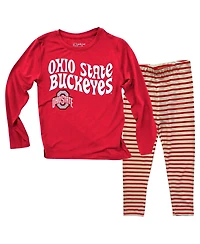 Wes & Willy Baby Boys and Girls 2-Piece Ohio State Buckeyes Long Sleeve Top and Striped Tri-Blend Leggings Set
