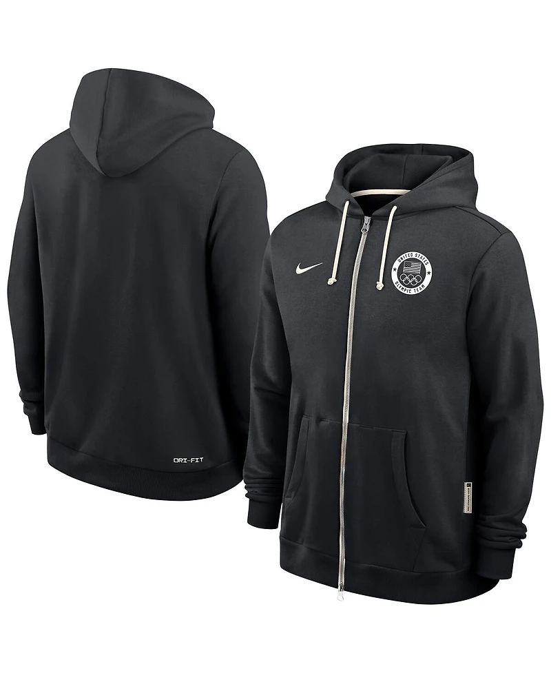 Nike Men's Black Team Usa Standard Issue Dri-fit Full-Zip Hoodie