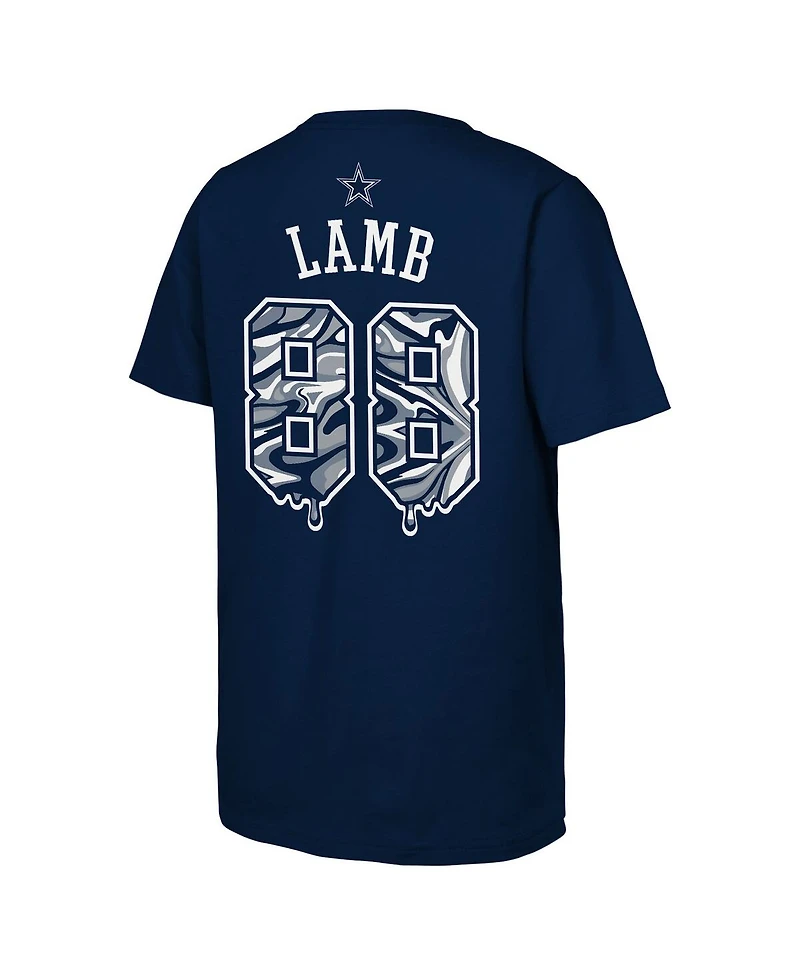 Outerstuff Big Boys and Girls CeeDee Lamb Navy Dallas Cowboys Mainliner Drip Player Name Number T-Shirt