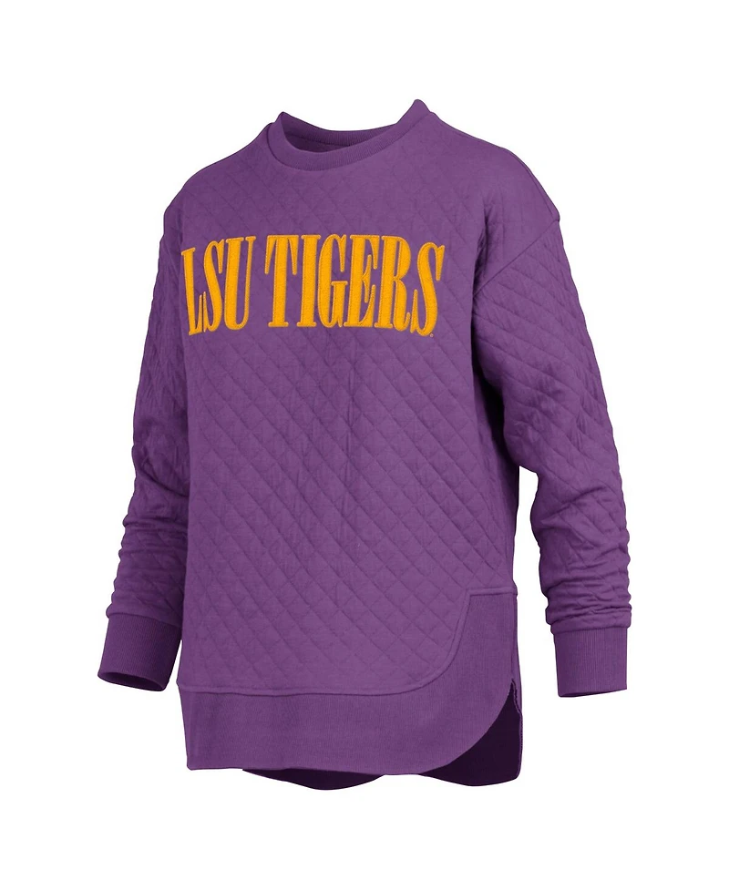 Pressbox Women's Purple Lsu Tigers Quilted Long Sleeve Pullover Sweatshirt