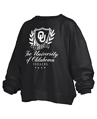Pressbox Women's Black Oklahoma Sooners Big Aug Script Janice Oversized Pullover Sweatshirt