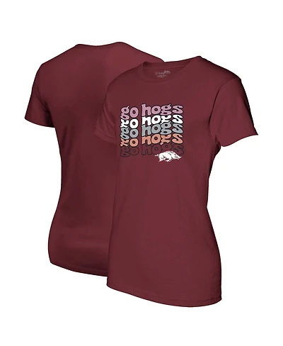 Image One Women's Cardinal Arkansas Razorbacks Repeat Slogan Boyfriend T-Shirt