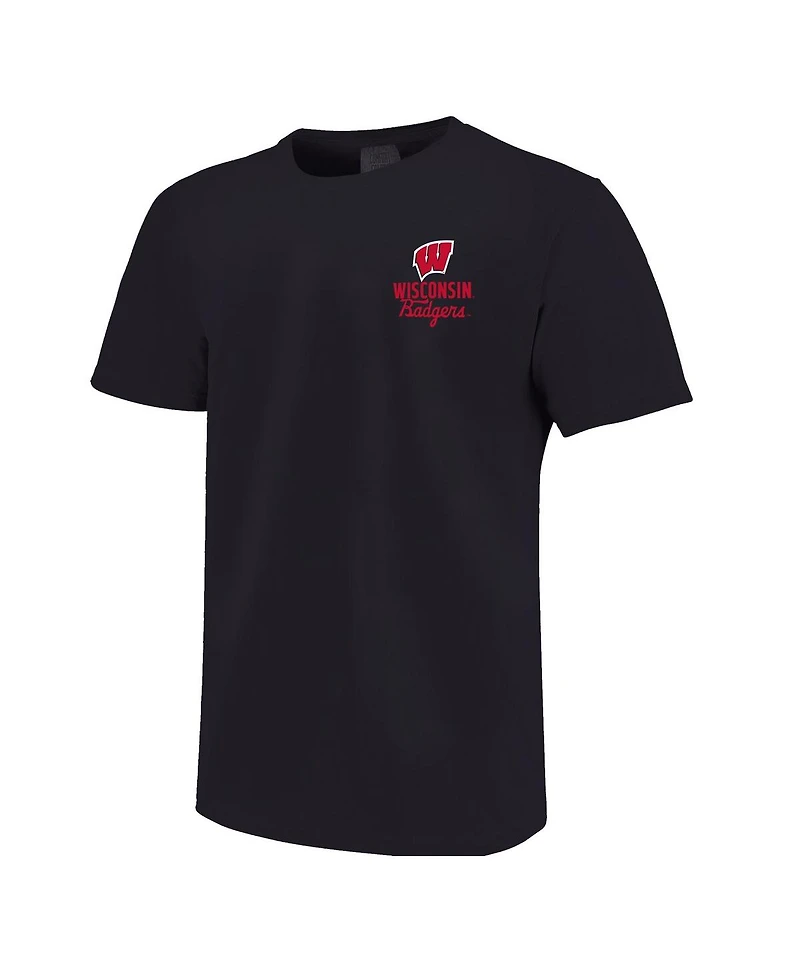 Image One Big Boys and Girls Black Wisconsin Badgers Comfort Colors Mascot Overlay T-Shirt