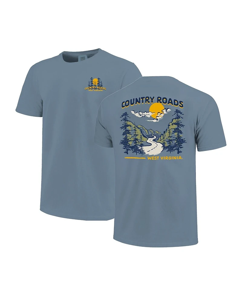 Image One Men's and Women's Blue West Virginia Mountaineers Hyper Local Mountain Road T-Shirt