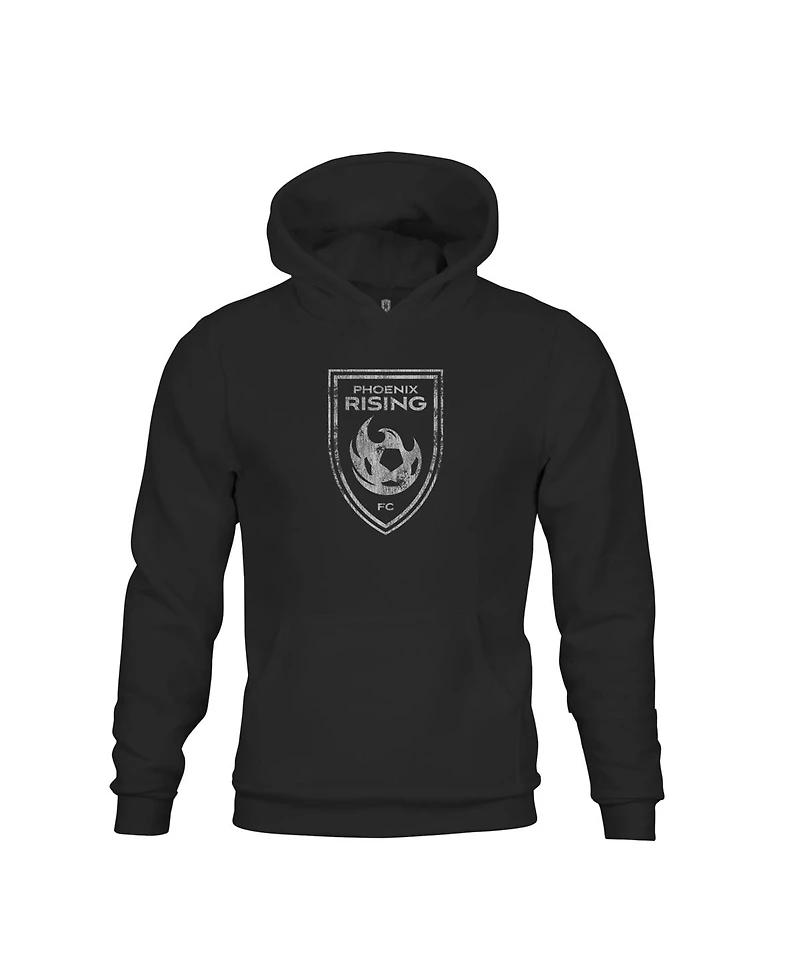 1863FC Big Boys and Girls Black Phoenix Rising Fc Badge Fleece Pullover Hoodie