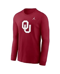 Jordan Men's Crimson Oklahoma Sooners Primary Logo Long Sleeve T-Shirt