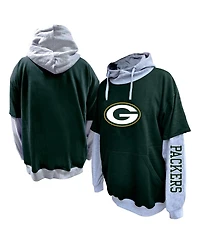 Profile Men's Green/Heather Gray Green Bay Packers Big Tall Twofer Pullover Hoodie
