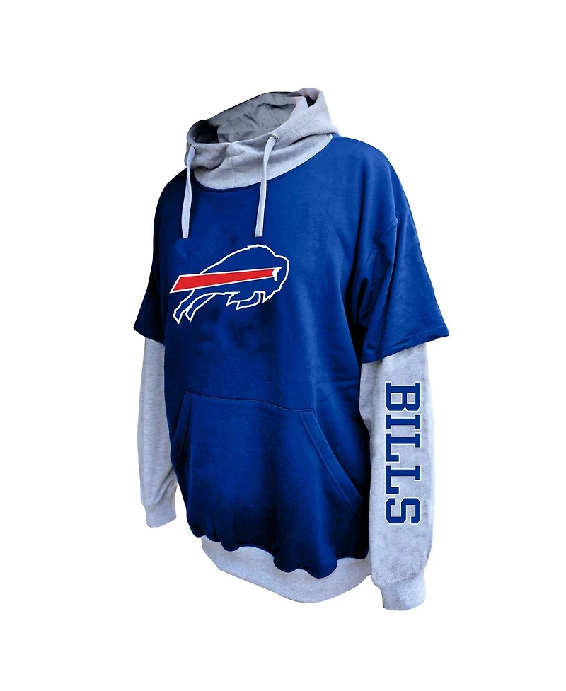 Profile Men's Royal/Heather Gray Buffalo Bills Big Tall Twofer Pullover Hoodie
