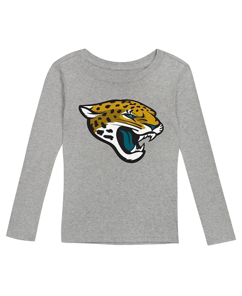Outerstuff Toddler 2-Piece Heather Gray Jacksonville Jaguars Long Sleeve T-Shirt and Pants Sleep Set