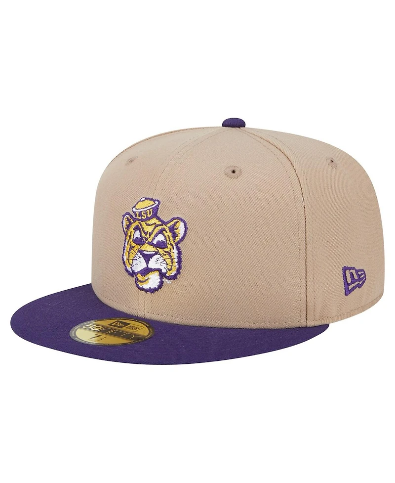 New Era Men's Khaki Lsu Tigers Throwback Two-Tone 59FIFTY Fitted Hat