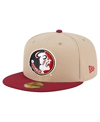 New Era Men's Khaki Florida State Seminoles Throwback Two-Tone 59FIFTY Fitted Hat