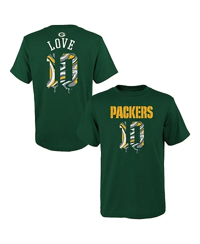 Outerstuff Big Boys and Girls Jordan Love Green Bay Packers Mainliner Drip Player Name Number T-Shirt