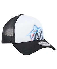 New Era Toddler White/Black Miami Marlins Painted A-Frame 9FORTY Trucker Adjustable Hat
