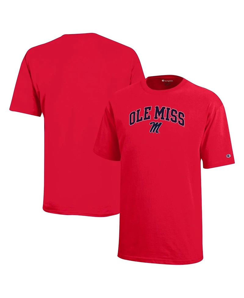 Champion Big Boys and Girls Red Ole Miss Rebels Arch Over Logo T-Shirt