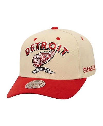 Mitchell & Ness Men's Cream Detroit Red Wings Soul Legacy Defined Two-Tone Pro Crown Adjustable Hat