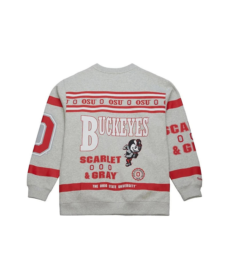 Mitchell & Ness Men's Gray Ohio State Buckeyes All Over Print Sweatshirt