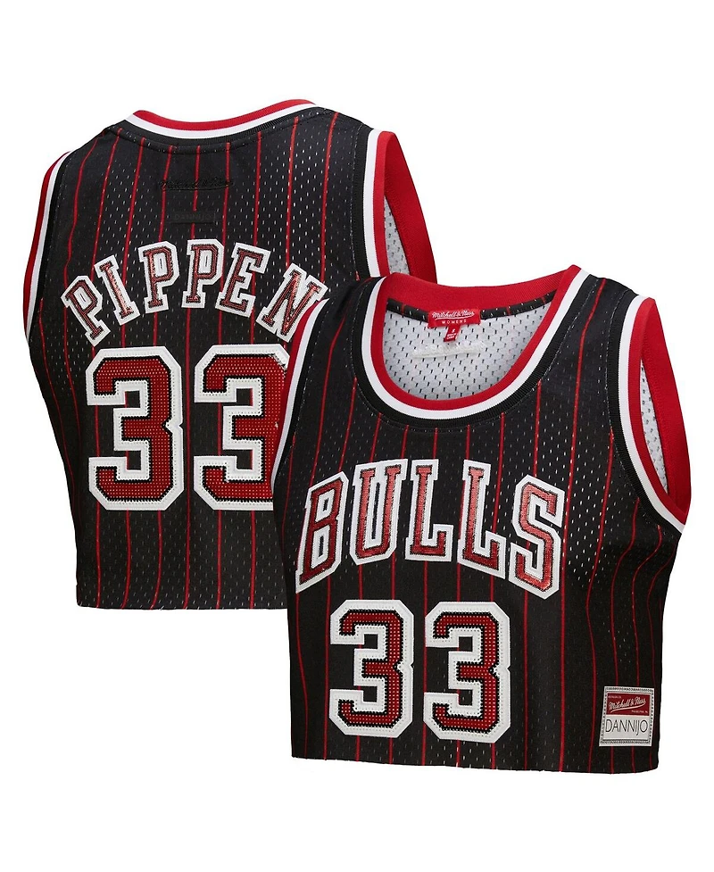 Mitchell & Ness x Dannijo Women's Scottie Pippen Black Chicago Bulls Fashion Cropped Basketball Jersey