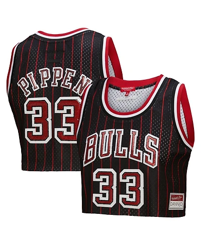 Mitchell & Ness x Dannijo Women's Scottie Pippen Black Chicago Bulls Fashion Cropped Basketball Jersey