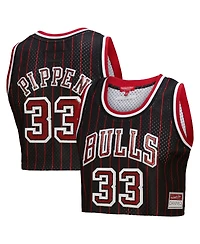 Mitchell & Ness x Dannijo Women's Scottie Pippen Black Chicago Bulls Fashion Cropped Basketball Jersey