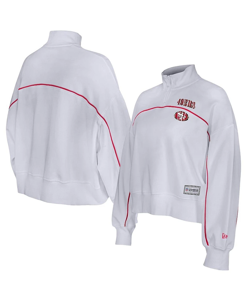 New Era Women's White San Francisco 49ers Functional Fandom Quarter-Zip Sweatshirt