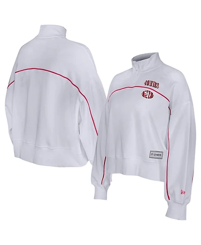 New Era Women's White San Francisco 49ers Functional Fandom Quarter-Zip Sweatshirt