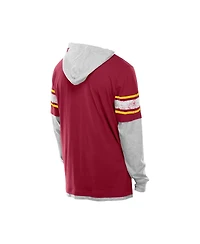 New Era Men's Burgundy Washington Commanders Twofer Layered Long Sleeve Hoodie T-Shirt