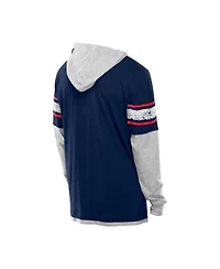 New Era Men's Navy England Patriots Twofer Layered Long Sleeve Hoodie T-Shirt