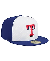 New Era Men's White/Royal Texas Rangers Repeat 59FIFTY Fitted Hat