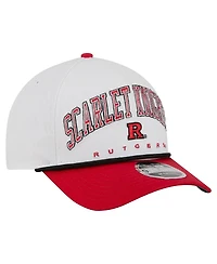 New Era Men's White/Scarlet Rutgers Scarlet Knights Arch Two-Tone Rope 9FORTY A-Frame M-Crown Adjustable Hat