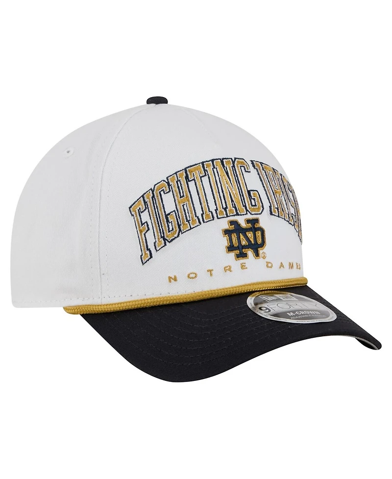New Era Men's White/Navy Notre Dame Fighting Irish Arch Two-Tone Rope 9FORTY A-Frame M-Crown Adjustable Hat