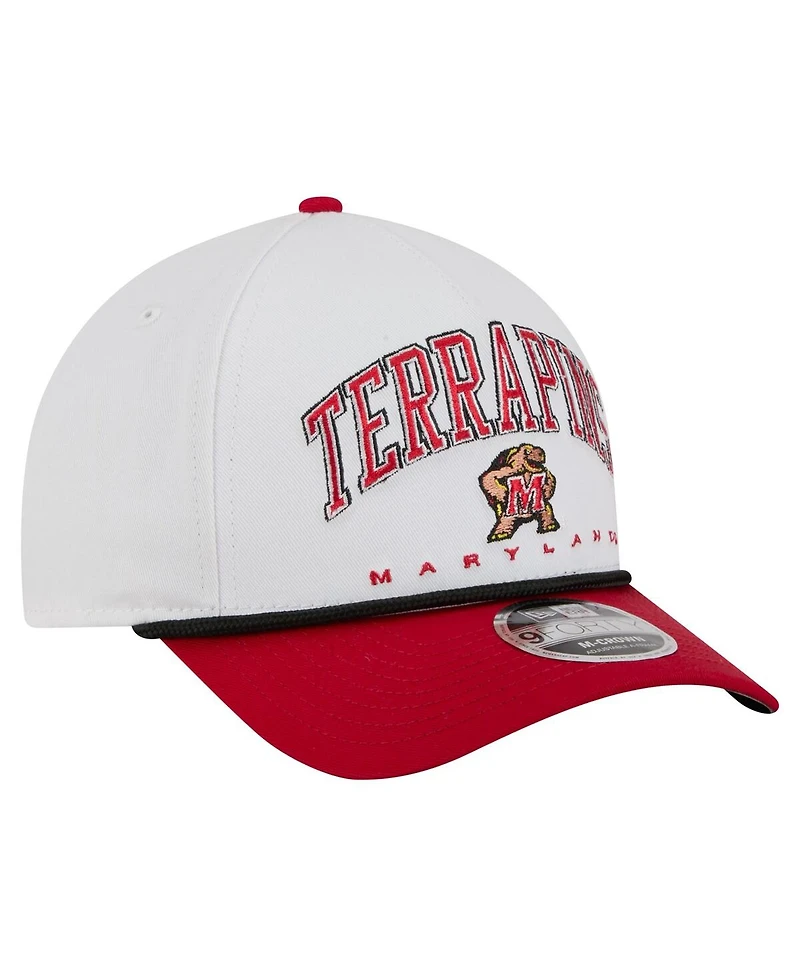 New Era Men's White/Red Maryland Terrapins Arch Two-Tone Rope 9FORTY A-Frame M-Crown Adjustable Hat