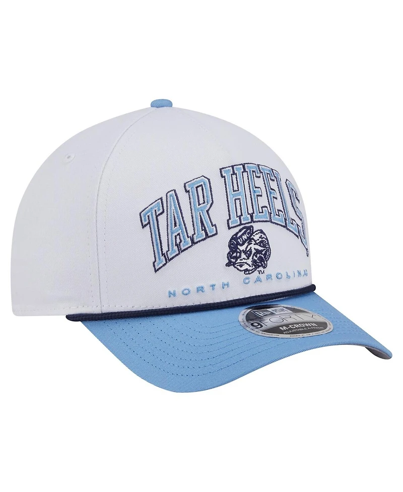 New Era Men's White/Carolina Blue North Carolina Tar Heels Arch Two-Tone Rope 9FORTY A-Frame M-Crown Adjustable Hat