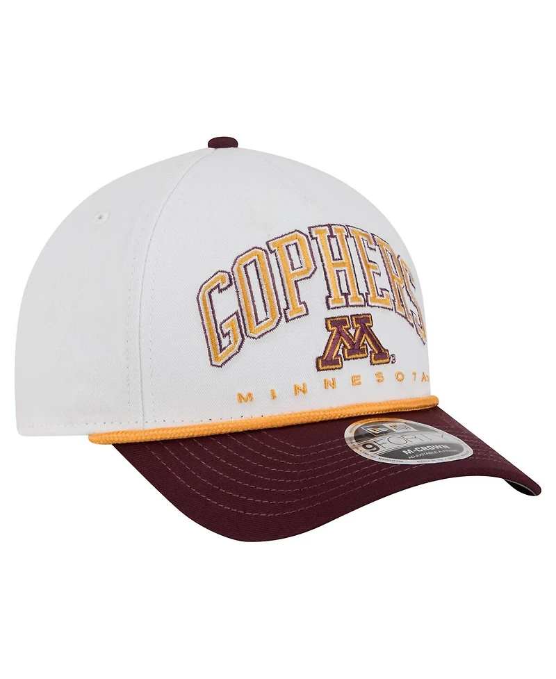 New Era Men's White/Maroon Minnesota Golden Gophers Arch Two-Tone Rope 9FORTY A-Frame M-Crown Adjustable Hat