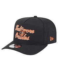 New Era Men's Black Baltimore Orioles Chainstitch 9FIFTY A-Frame Snapback Hat