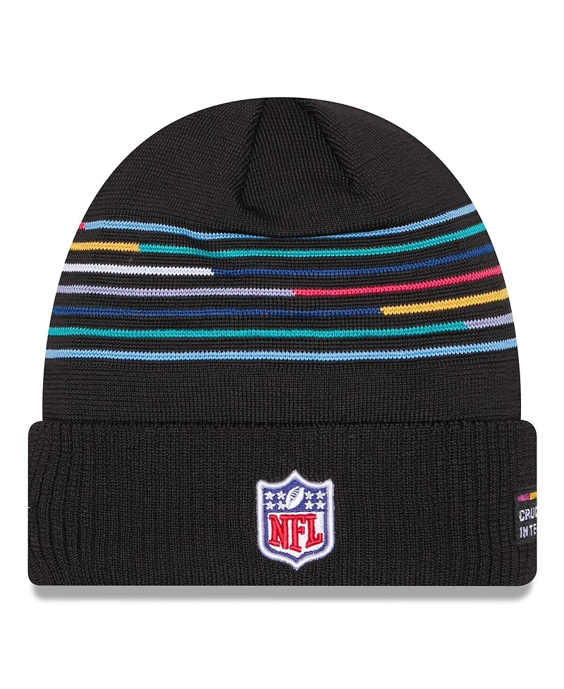 New Era Men's Black Shield Logo 2025 Nfl Crucial Catch Cuffed Knit Hat