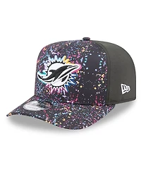 New Era Men's Black Miami Dolphins 2025 Nfl Crucial Catch A-Frame 9FIFTY Snapback Hat