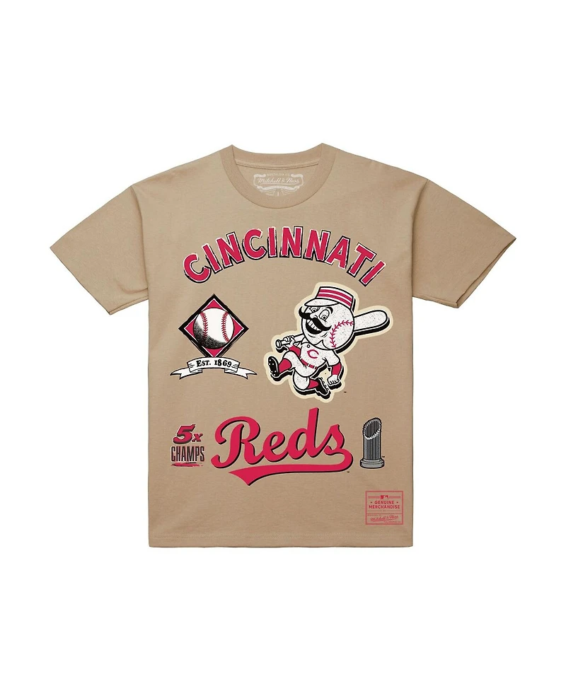 Mitchell & Ness Men's Cream Cincinnati Reds Legacy Defined T-Shirt