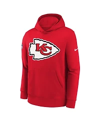 Nike Big Boys and Girls Red Kansas City Chiefs Sideline Club Fleece Hoodie
