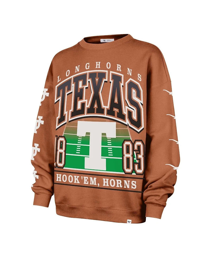 '47 Brand Women's Texas Orange Longhorns Go Big Oversized Pullover Sweatshirt