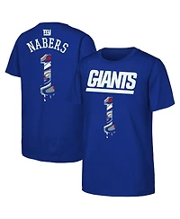 Outerstuff Big Boys and Girls Malik Nabers Royal New York Giants Mainliner Drip Player Name Number T-Shirt