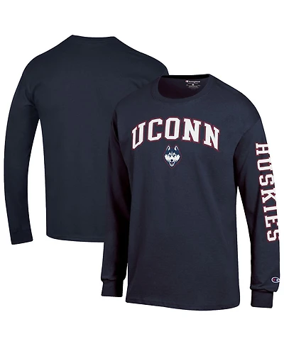Champion Men's Navy UConn Huskies Arch Over Logo 2-Hit Long Sleeve T-Shirt